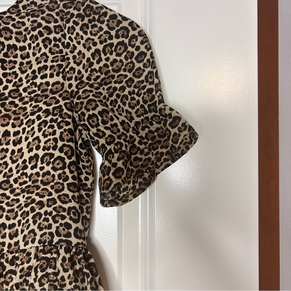 NWT Bardot Junion Ruffled Layered  Short Sleeve Lined Leopard Print Youth Dress - Picture 4 of 14
